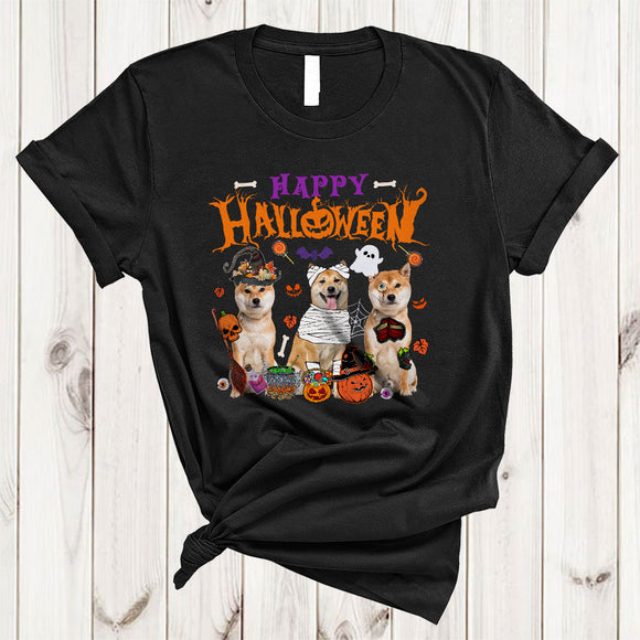 MacnyStore - Happy Halloween Cool Adorable Halloween Witch Mummy Zombie Shiba Inu Collection T-Shirt