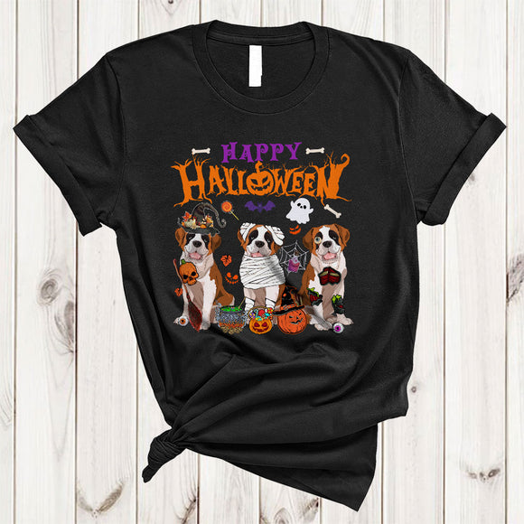 MacnyStore - Happy Halloween Cool Adorable Halloween Witch Mummy Zombie St. Bernard Collection T-Shirt
