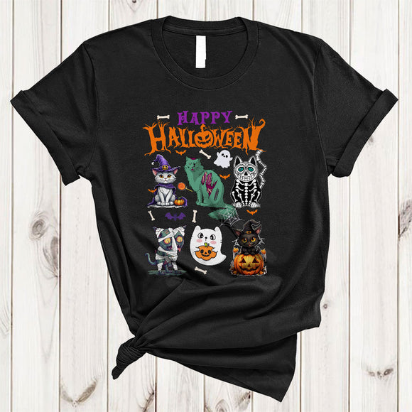 MacnyStore - Happy Halloween Funny Horror Zombie Mummy Witch Cat Kitten Collection Animal Lover T-Shirt