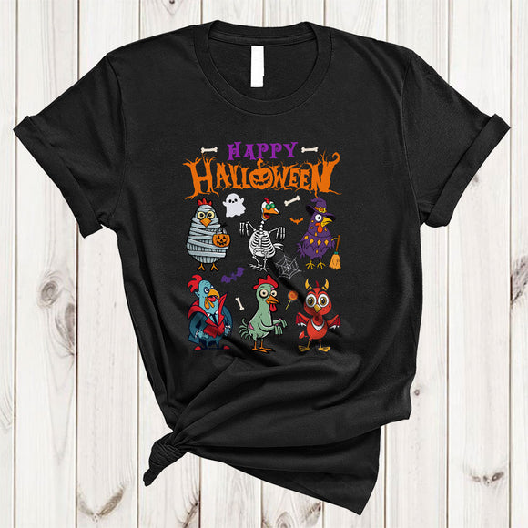 MacnyStore - Happy Halloween Funny Horror Zombie Mummy Witch Chicken Collection Farmer Farm T-Shirt