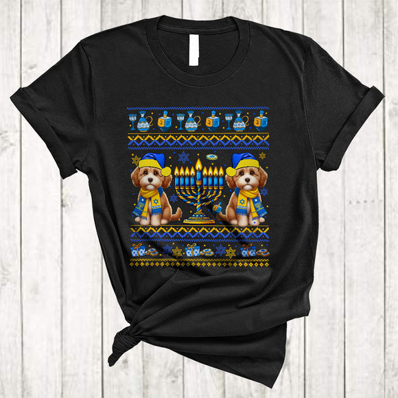 MacnyStore - Happy Hanukkah, Awesome Two Cute Cockapoo Lover, Chanukah Hanukkah Sweater Menorah T-Shirt