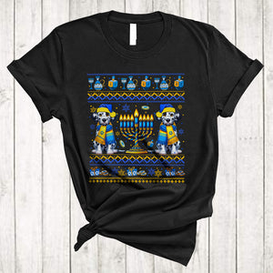 MacnyStore - Happy Hanukkah, Awesome Two Cute Dalmatian Lover, Chanukah Hanukkah Sweater Menorah T-Shirt
