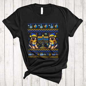 MacnyStore - Happy Hanukkah, Awesome Two Cute German Shepherd Lover, Chanukah Sweater Menorah T-Shirt