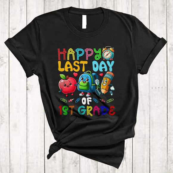 MacnyStore - Happy Last Day Of 1st Grade, Lovely Last Day School Things Pencil, Matching Student Teacher T-Shirt
