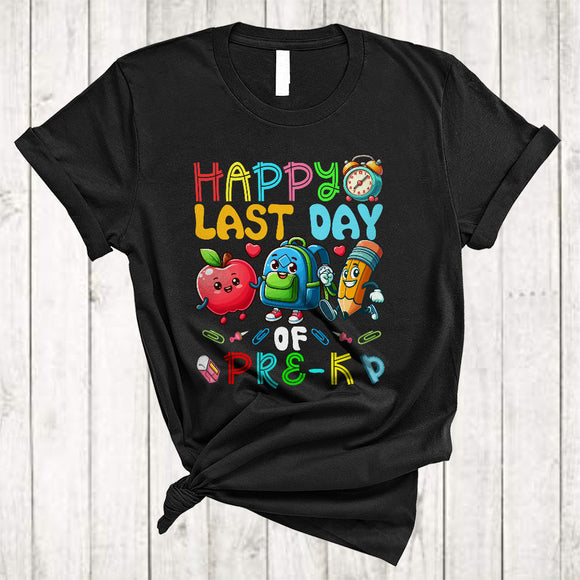 MacnyStore - Happy Last Day Of Pre-K, Lovely Last Day School Things Pencil, Matching Student Teacher T-Shirt