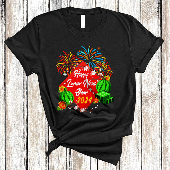 MacnyStore - Happy Lunar New Year 2024, Colorful New Year Fireworks Watermelon, Matching Family Group T-Shirt
