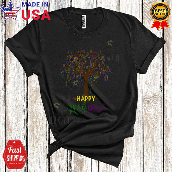 MacnyStore - Happy Mardi Gras Cute Cool Mardi Gras Beads Tree Parade Lover Matching Family Group T-Shirt