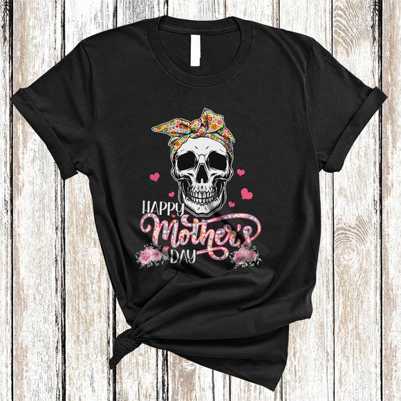 MacnyStore - Happy Mother's Day, Floral Mother's Day Mom Skull Lover, Flowers Matching Family Group T-Shirt