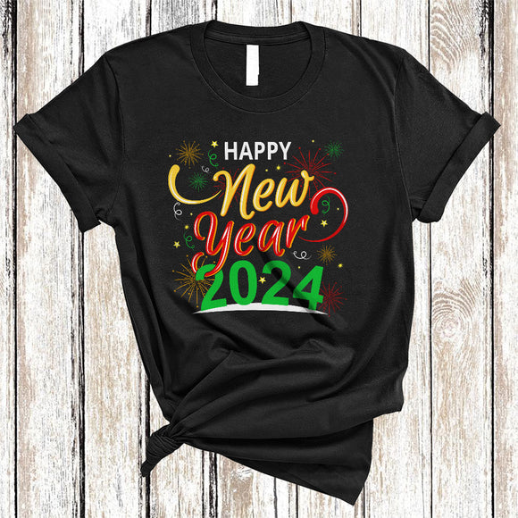 MacnyStore - Happy New Year 2024, Awesome Colorful New Year Fireworks, Matching Family Group T-Shirt
