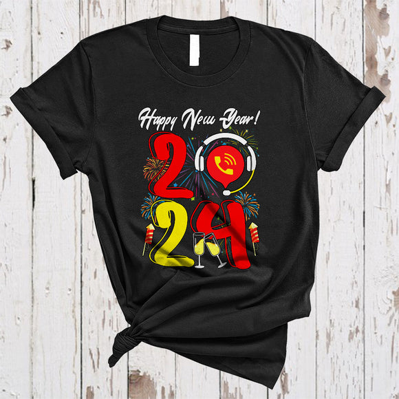 MacnyStore - Happy New Year 2024, Colorful Dispatcher Tools Fireworks, Matching Friends Family Group T-Shirt