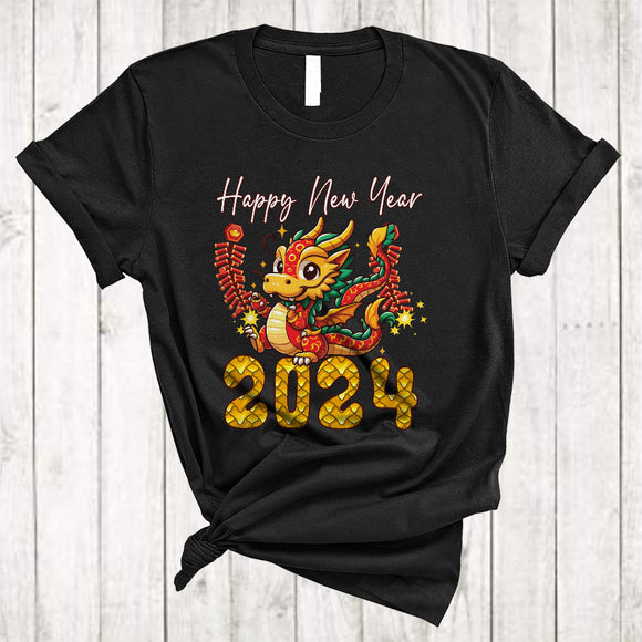 MacnyStore - Happy New Year 2024, Lovely Funny Lunar New Year Dragon Year, Zodiac Family Group T-Shirt
