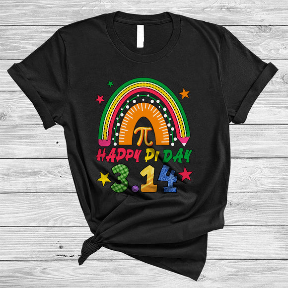 MacnyStore - Happy Pi Day 3.14, Colorful Pi Day Math Rainbow, Math Lover Student Teacher Group T-Shirt