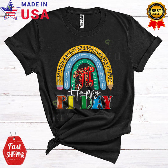 MacnyStore - Happy Pi Day Cute Cool Pi Day Matching Teacher Student Rainbow Math Pi Symbol Lover T-Shirt