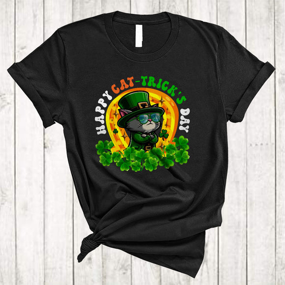 MacnyStore - Happy St Cat-trick's Day, Lovely St. Patrick's Day Horseshoe Shamrock Cat Lover, Irish Group T-Shirt