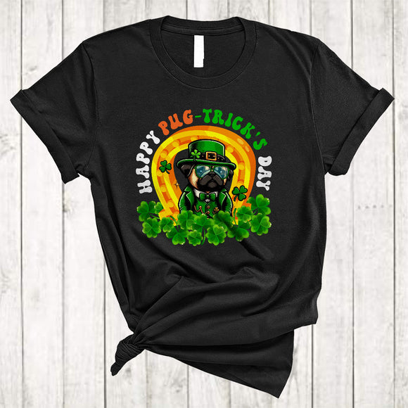 MacnyStore - Happy St Pug-trick's Day, Lovely St. Patrick's Day Horseshoe Shamrock Pug Lover, Irish Group T-Shirt