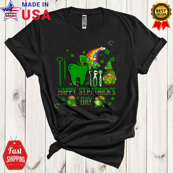 MacnyStore - Happy St. Patrick's Day Cool Cute Leopard Shamrock Irish Rainbow Leprechaun Dentist Proud T-Shirt