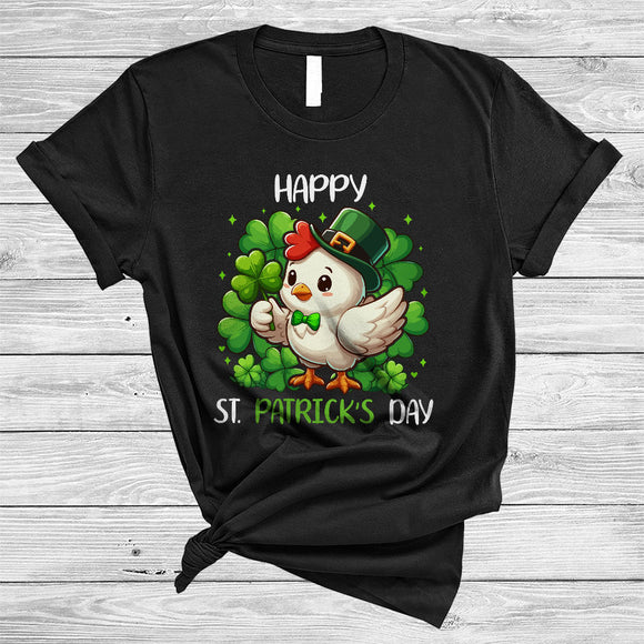 MacnyStore - Happy St. Patrick's Day, Adorable Leprechaun Chicken Shamrock, Farmer Farm Animal Lover T-Shirt