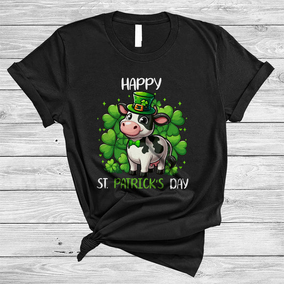 MacnyStore - Happy St. Patrick's Day, Adorable Leprechaun Cow Shamrock, Farmer Farm Animal Lover T-Shirt