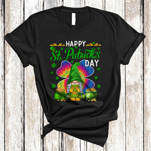 MacnyStore - Happy St. Patrick's Day, Awesome Cute Tie Dye Shamrock Gnomes, Gnomies Family Group T-Shirt