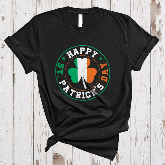 MacnyStore - Happy St. Patrick's Day, Cool St. Patrick's Day Vintage Irish Flag Shamrock, Family Proud T-Shirt