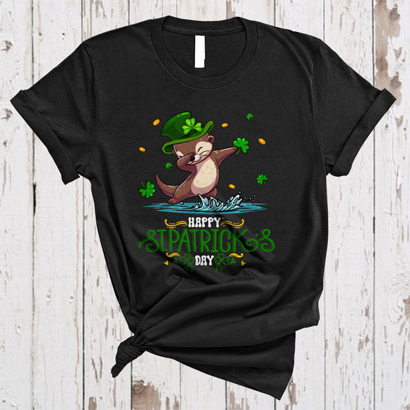 MacnyStore - Happy St. Patrick's Day, Joyful Leprechaun Otter Lover, Sea Animal Irish Lucky Shamrock T-Shirt