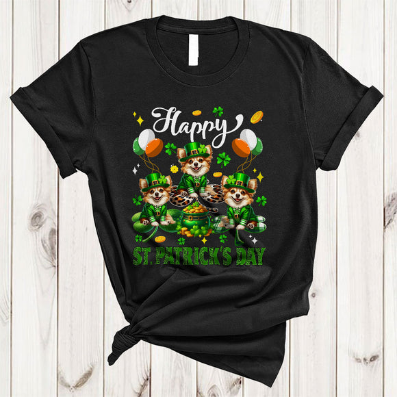 MacnyStore - Happy St. Patrick's Day, Lovely Three Chihuahua Lover, Leopard Plaid Shamrock Irish Group T-Shirt
