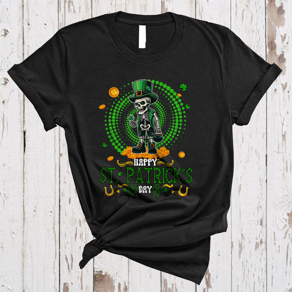 MacnyStore - Happy St. Patrick's Day, Sarcastic Leprechaun Skeleton Shamrocks, Matching Irish Family Group T-Shirt
