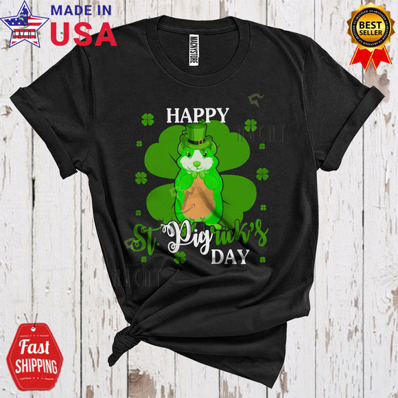 MacnyStore - Happy St. Pigrick's Day Cute Cool St. Patrick's Day Shamrock Shape Leprechaun Guinea Pig Lover T-Shirt