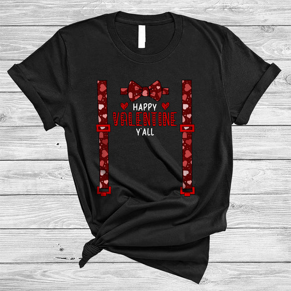 MacnyStore - Happy Valentine Y'all, Humorous Valentine's Day Suit Cosplay, Hearts Matching Men Couple Lover T-Shirt