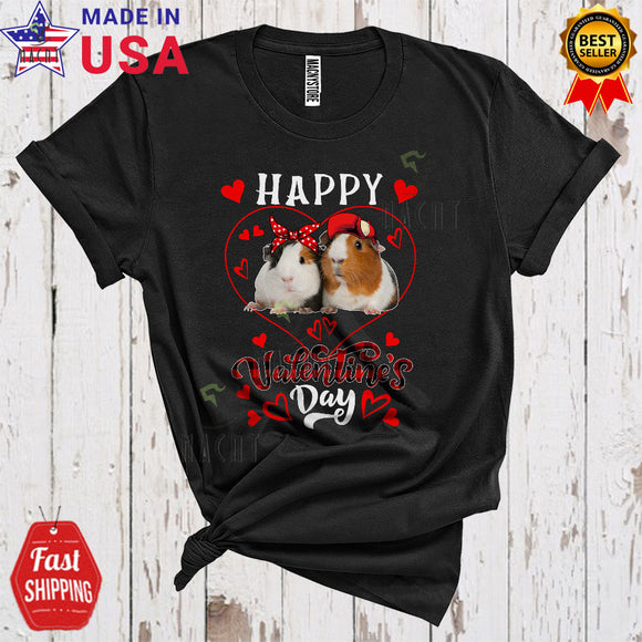 MacnyStore - Happy Valentine's Day Cute Cool Valentine Heart Shape Plaid Couple Guinea Pig Animal Lover T-Shirt