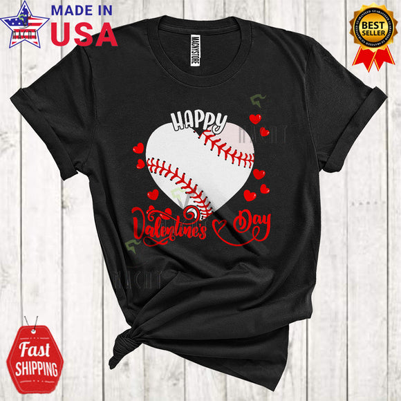 MacnyStore - Happy Valentine's Day Funny Cool Valentine Heart Shape Baseball Sport Playing Player Team T-Shirt