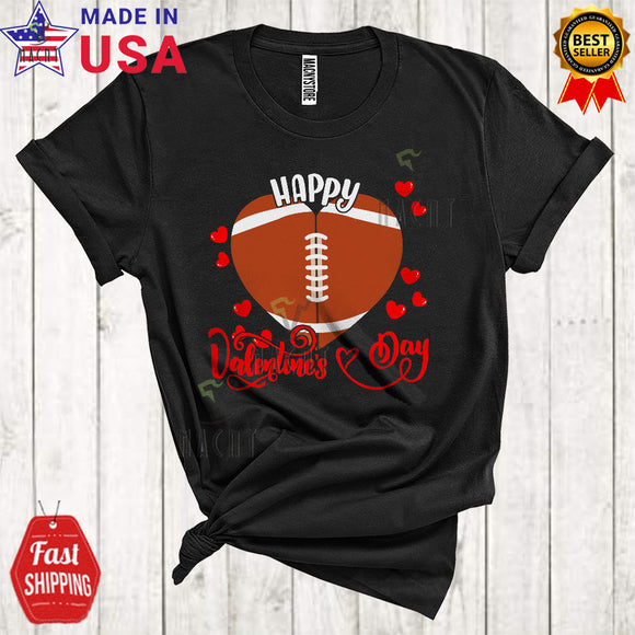MacnyStore - Happy Valentine's Day Funny Cool Valentine Heart Shape Football Sport Playing Player Team T-Shirt