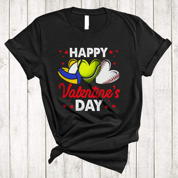 MacnyStore - Happy Valentine's Day, Amazing Valentine Volleyball Tennis Baseball Player, Matching Sport Team T-Shirt