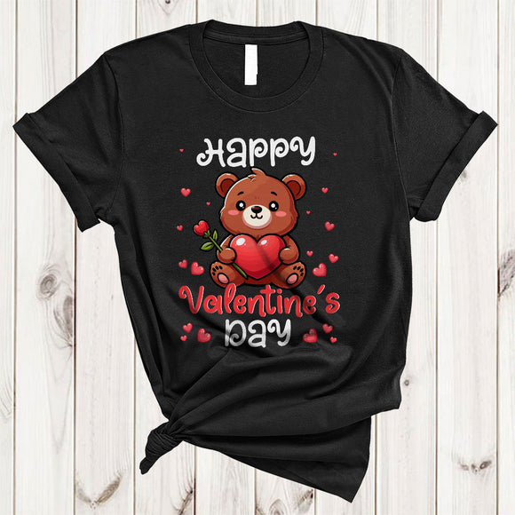 MacnyStore - Happy Valentine's Day, Lovely Bear Holding Heart, Matching Couple Bear Animal Lover T-Shirt