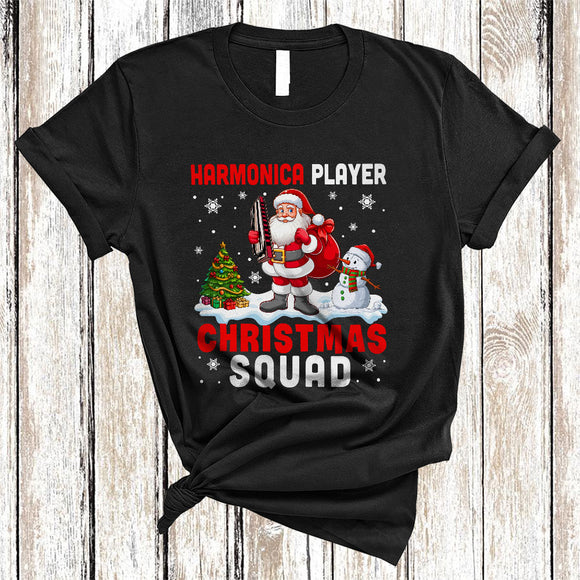 MacnyStore - Harmonica Player Christmas Squad, Adorable Santa Harmonica Lover, Pajamas Family X-mas Group T-Shirt