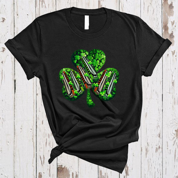 MacnyStore - Harmonica Shamrock Shape, Awesome St. Patrick's Day Harmonica Player Lover, Lucky Family T-Shirt