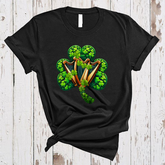 MacnyStore - Harp Shamrock Shape, Awesome St. Patrick's Day Harp Player Instrument Lover, Lucky Family Group T-Shirt