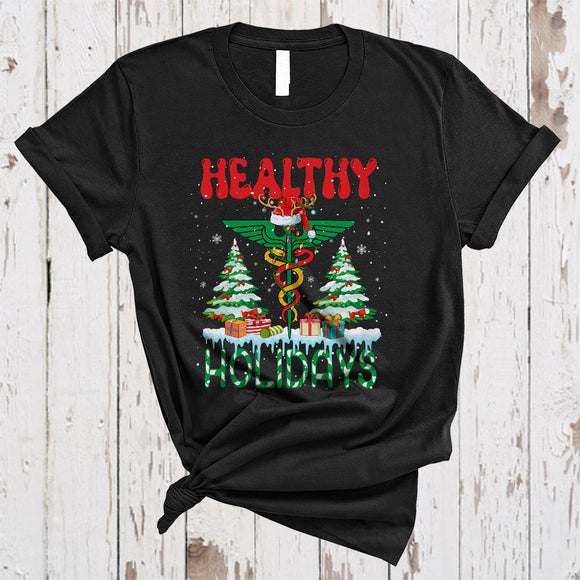 MacnyStore - Healthy Holidays, Wonderful Christmas Santa Nurse, Matching Nursing Lover Nurse Group T-Shirt