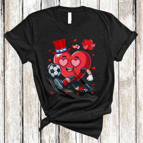 MacnyStore - Heart Playing Soccer, Cheerful Valentine's Day Soccer Player Lover, Matching Sport Team T-Shirt