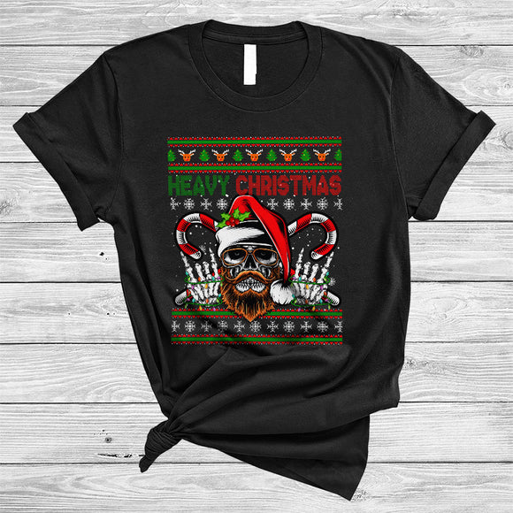 MacnyStore - Heavy Christmas, Amazing Christmas Sweater Santa Skull, Rock Lover X-mas Candy Canes T-Shirt