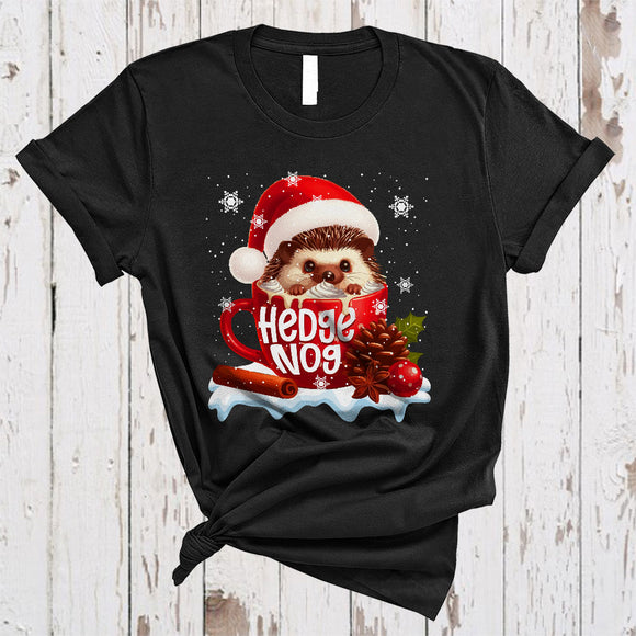 MacnyStore - Hedge Nog, Adorable Christmas Santa Hedgehog Eggnog Lover, Snow Around X-mas Group T-Shirt