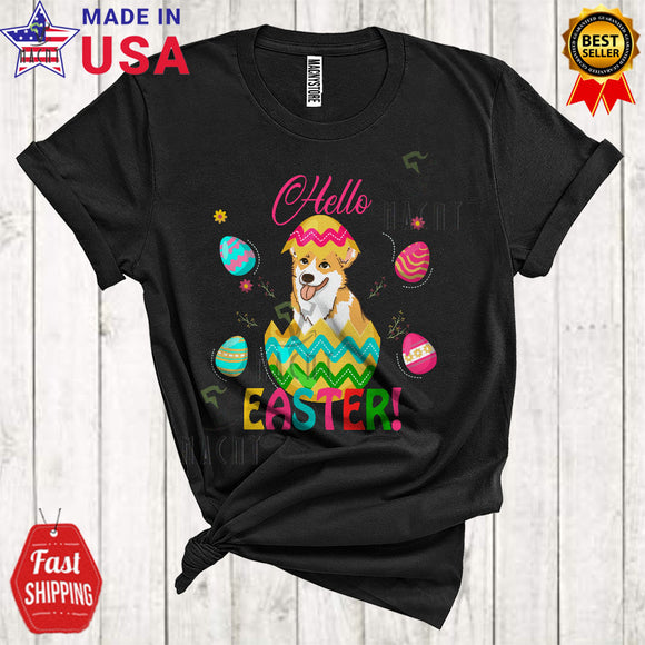 MacnyStore - Hello Easter Cute Cool Easter Day Corgi Dog In Easter Egg Lover Matching Family Group T-Shirt