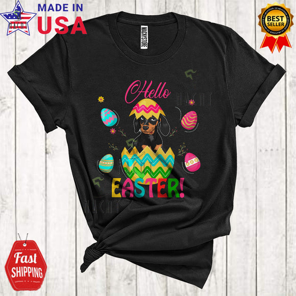 MacnyStore - Hello Easter Cute Cool Easter Day Dachshund Dog In Easter Egg Lover Matching Family Group T-Shirt