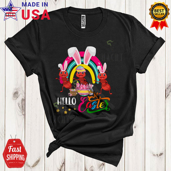 MacnyStore - Hello Easter Cute Cool Easter Day Three Aunts In Easter Egg Bunny Rainbow Insect Animal Lover T-Shirt