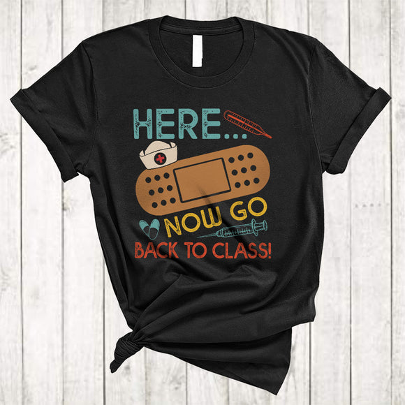 MacnyStore - Here Now Go Back To Class, Awesome Vintage Nurse Graduation Party, Proud Nurse Nursing T-Shirt