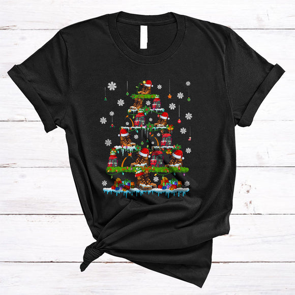 MacnyStore - Hiking Christmas Tree, Joyful Cute X-mas Lights Tree Pajamas, Snow Around Family Group T-Shirt