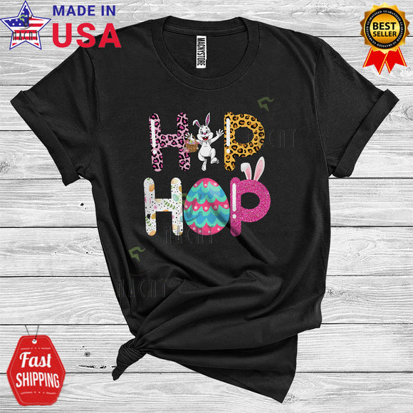 MacnyStore - Hip Hop Cool Cute Easter Day Leopard Floral Bunny Hunting Easter Egg Basket Lover T-Shirt