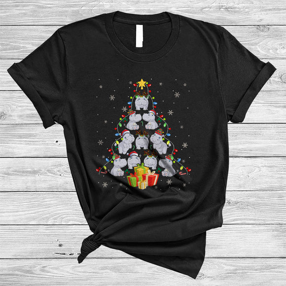 MacnyStore - Hippo Xmas Tree Snow Around Awesome Merry Christmas Matching Zoo Animal Lover T-Shirt