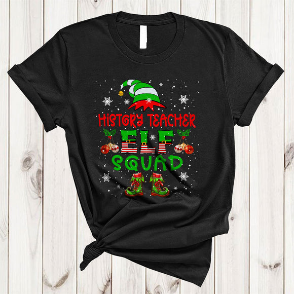 MacnyStore - History Teacher ELF Squad, Joyful Merry Christmas ELF Snow Around, Teacher X-mas Group T-Shirt