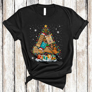 MacnyStore - History Tools As Christmas Tree, Colorful Merry X-mas Lights History Teacher, Snow X-mas Group T-Shirt